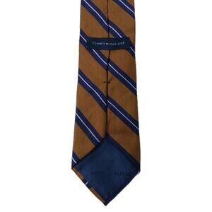 Men's Tommy Hilfiger Brown/Blue/White Stripped Silk & Cashmere Tie #T22